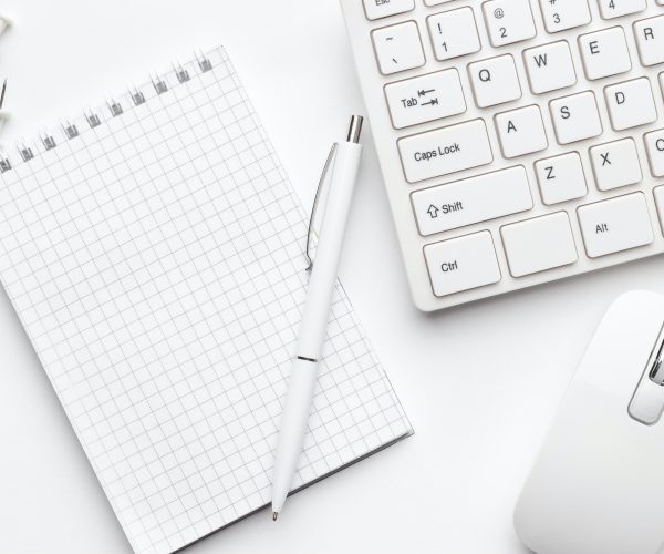 Office Table With Notepad And Computer